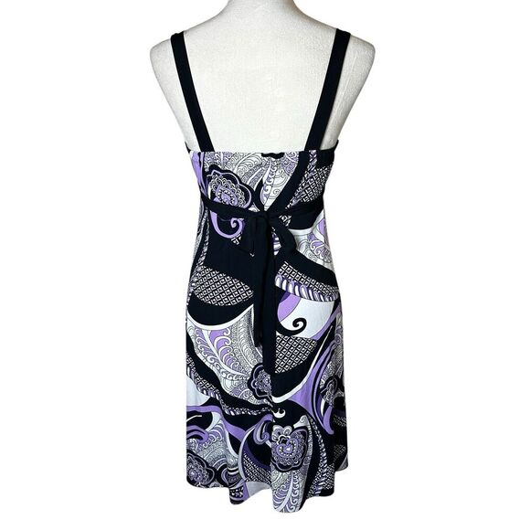 Speechless Black Purple Abstract Empire Waist Babydoll Dress Medium | Retro Y2K - Picture 3 of 7